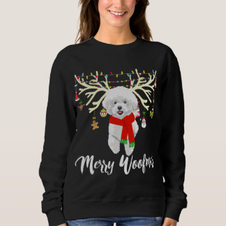 Merry Woofmas Bichon Frise Reindeer jul-Hund T Shirt