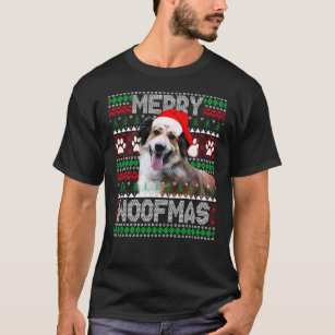 Merry Woofmas Cute Australian shepherd Ugly Sweate T Shirt