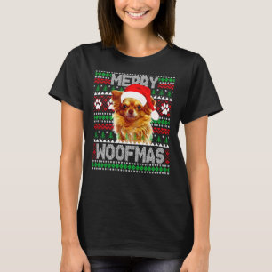 Merry Woofmas Cute Long Jacka Chihuahua Hund Ugly  T Shirt