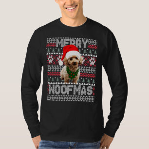 Merry Woofmas Cute Pudel med Santa Hat Relaxed F T Shirt