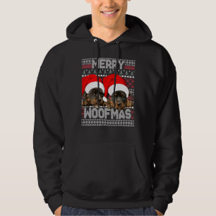 Merry Woofmas Cute Rottweiler-valpar med Santa H Hoodie