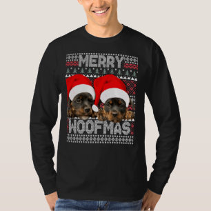 Merry Woofmas Cute Rottweiler-valpar med Santa H T Shirt