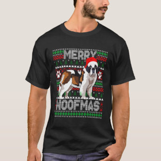 Merry Woofmas Cute Saint Bernard Ugly Sweater T Shirt