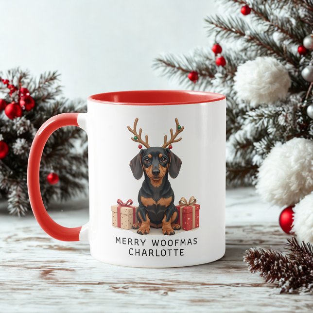 Merry Woofmas Dachshund Personlig jul Mugg (Skapare uppladdad)