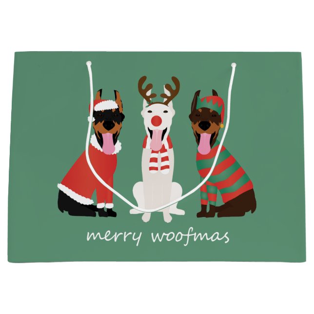 Merry Woofmas Dobermann jul Hundar (Framsidan)
