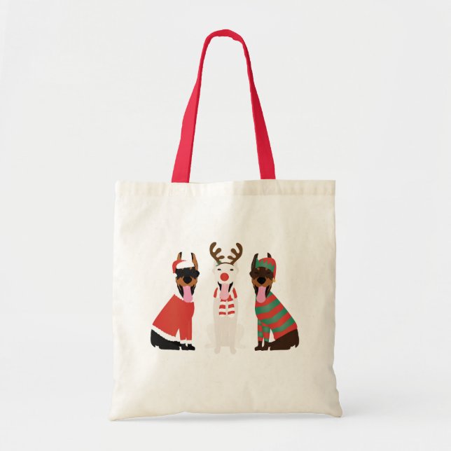 Merry Woofmas Dobermann jul Hundar Tygkasse (Framsidan)