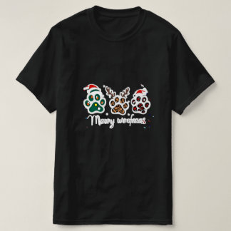 Merry Woofmas Dog Paw Christmas Design  T Shirt