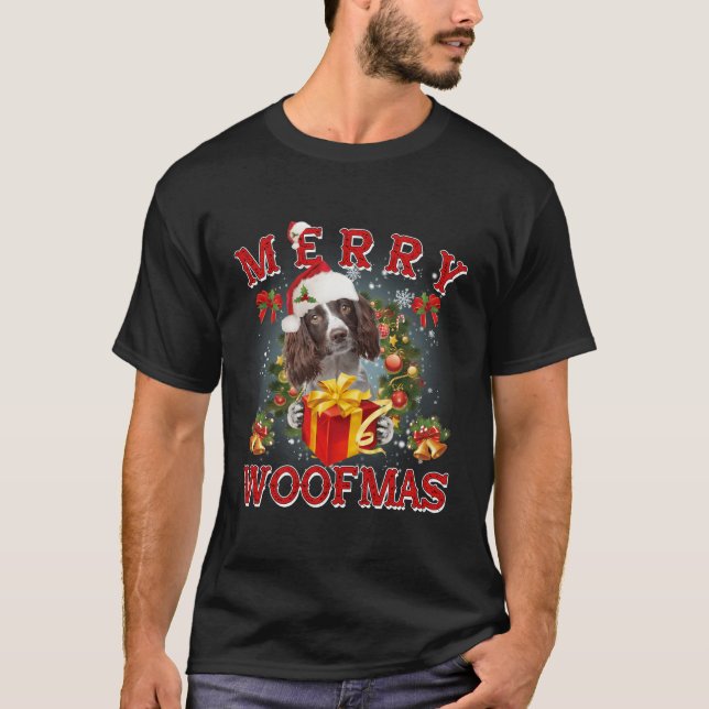 Merry Woofmas English Springer Spain Orants T Shirt (Framsida)