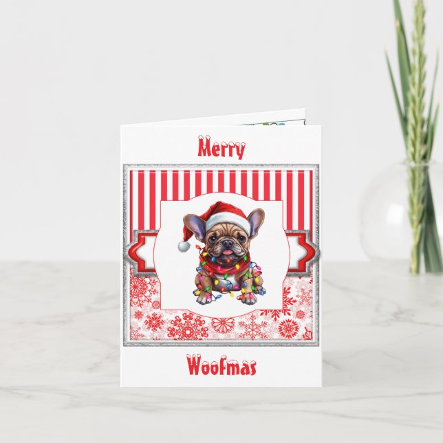 Merry Woofmas Fransk Bulldog Hälsning Kort (Framsida)