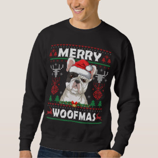 Merry Woofmas Fransk Bulldog jul Hund älskare Lång Ärmad Tröja