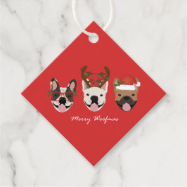 Merry Woofmas Fransk Bulldog Jullhuvuden Gåvor Etiketter