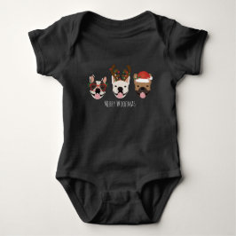 Merry Woofmas Fransk Bulldog Jullhuvuden T Shirt