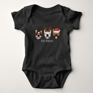 Merry Woofmas Fransk Bulldog Jullhuvuden T Shirt