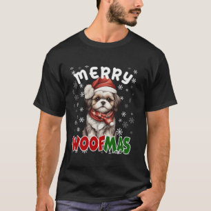 Merry Woofmas God jul Funny Shih Tzu Hund M T Shirt