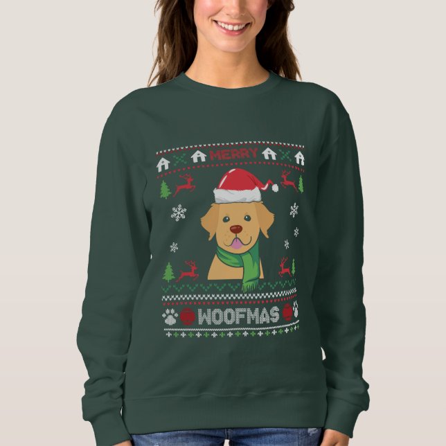 Merry Woofmas Golden Retriever T Shirt (Framsida)