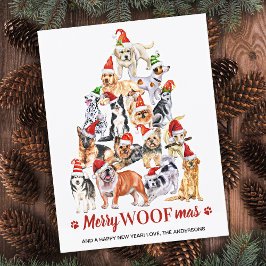 Merry Woofmas Hund älskare Julgran Business Helg Vykort