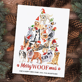Merry Woofmas Hund älskare Julgran Hundar Helg Vykort