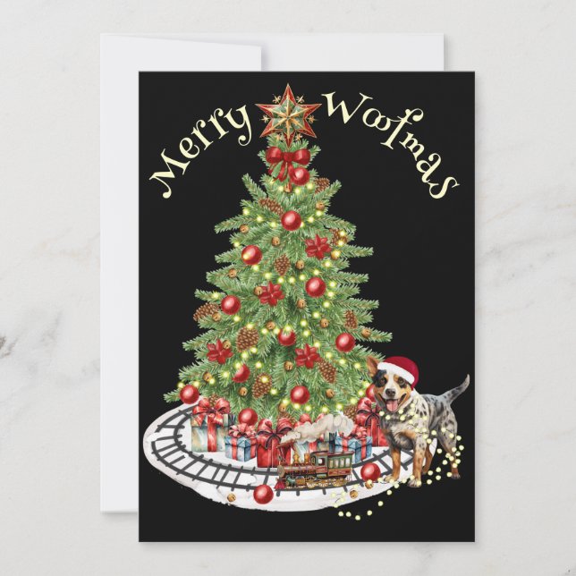 Merry Woofmas Hund design- Australian Cattle Hund Julkort (Framsida)
