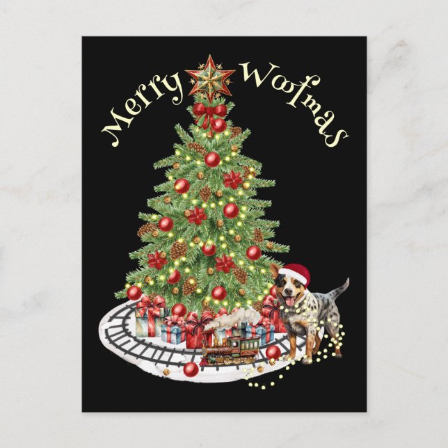 Merry Woofmas Hund design- Australian Cattle Hund Vykort (Framsida)