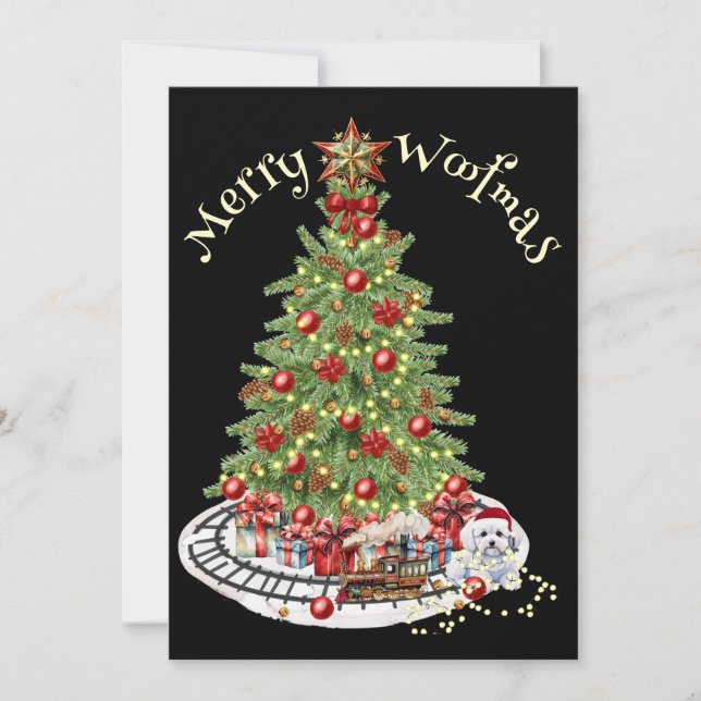 Merry Woofmas Hund design-Bichon Frise Julkort (Framsida)