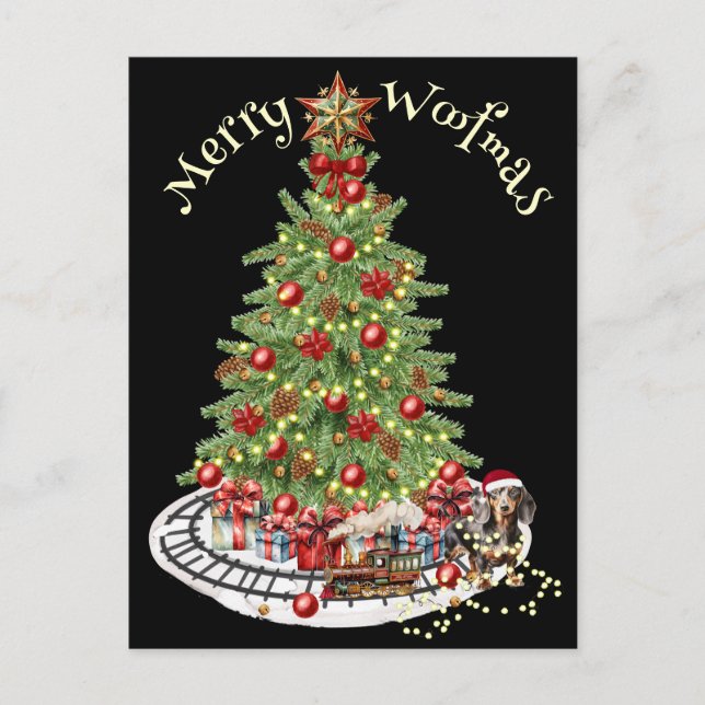 Merry Woofmas Hund design-Dachshund Vykort (Framsida)
