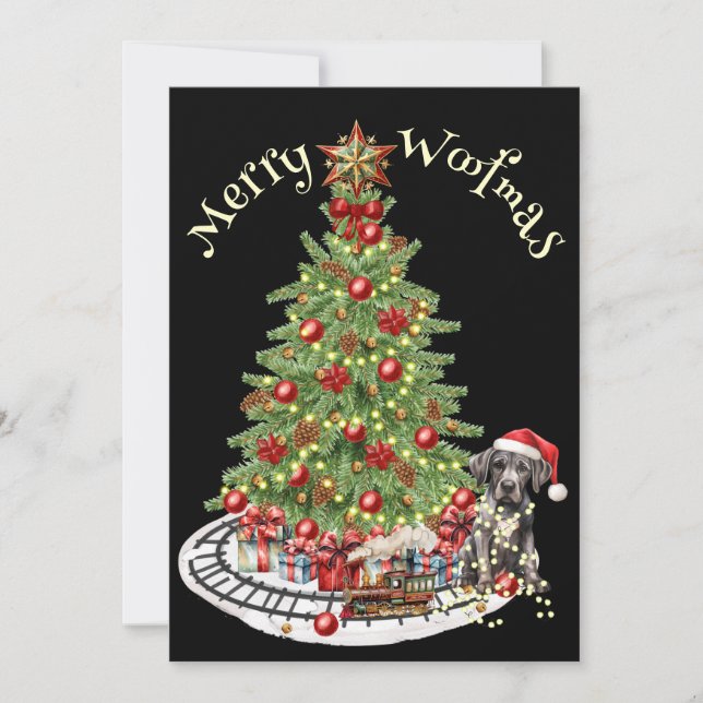 Merry Woofmas Hund design-Great dane Julkort (Framsida)