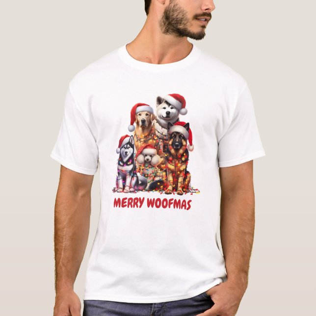 Merry Woofmas Hund jul T-Shirt (Framsida)
