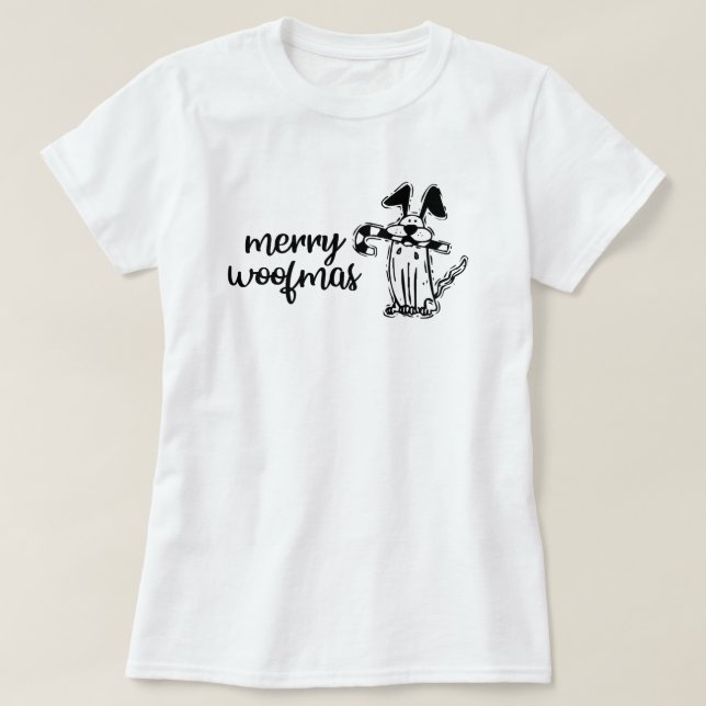 Merry Woofmas Hund jul T-Shirt (Design framsida)