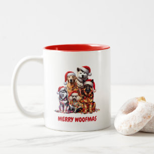 Merry Woofmas Hund jul Två-Tonad Mugg