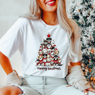 Merry Woofmas Hund Julgran T Shirt