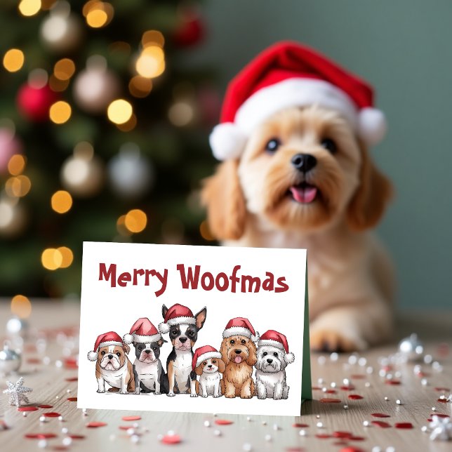 Merry Woofmas Hund julklapp Pet Helgkort (Merry Woofmas Dog Christmas Funny Pet Holiday Card)