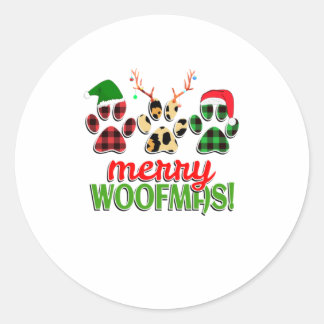 MERRY WOOFMAS Hund Tass Jul Buffalo Runt Klistermärke