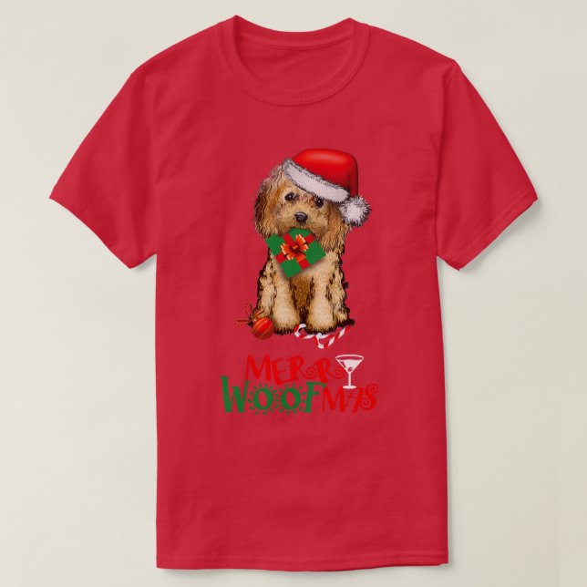 Merry Woofmas jul Cockapoo doodle hund mamma do T Shirt (Design framsida)