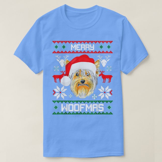 Merry Woofmas jul Hund Hjort Snöflingor Merry T Shirt (Design framsida)