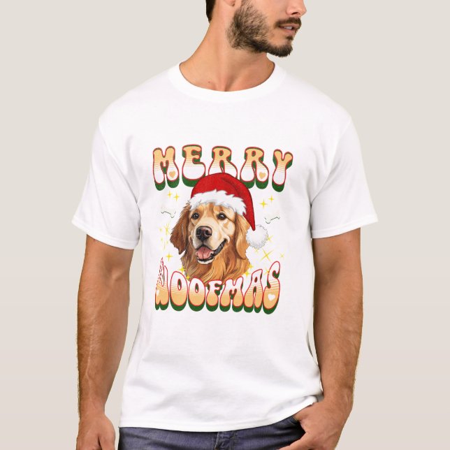 Merry Woofmas jul-Hund T Shirt (Framsida)