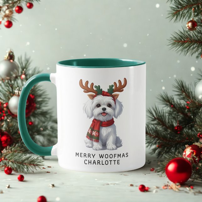 Merry Woofmas Maltesisk Hund-julkaffe Mugg (Skapare uppladdad)