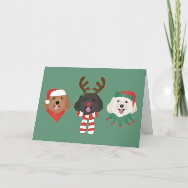 Merry Woofmas Maltipoo jul Hundar Helgkort (Framsida)
