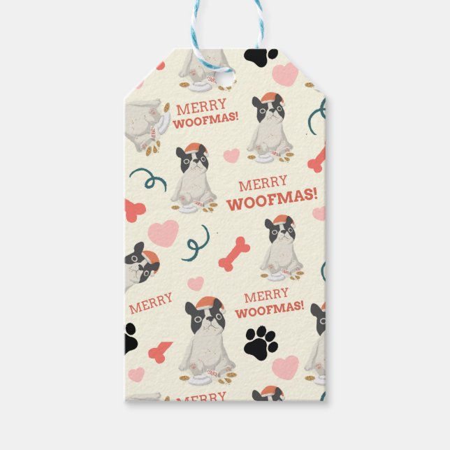 Merry WOOFMAS Medium Gift Bag Presentetikett (Framsidan)