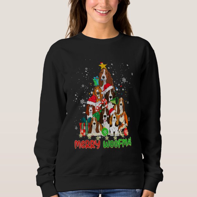 Merry Woofmas Merry Christmas For Basset Hound Dog T Shirt (Framsida)
