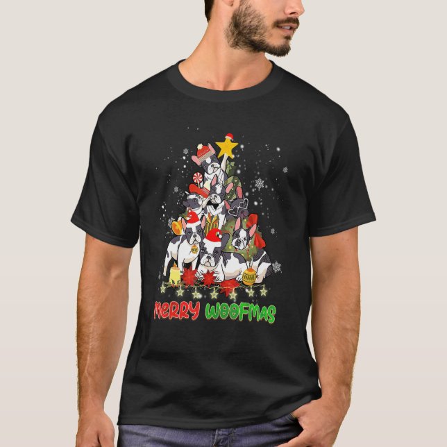 Merry Woofmas Merry Christmas For Boston Terrier D T Shirt (Framsida)
