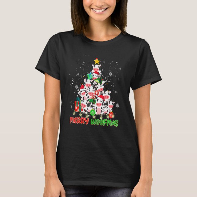 Merry Woofmas Merry Christmas For Cow T Shirt (Framsida)