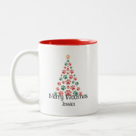 Merry Woofmas Mugg - Paw Print Julgran Kopp