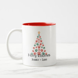Merry Woofmas Mugg - Paw Print Julgran Kopp