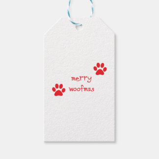 Merry Woofmas Paw Skriv ut Red Påstående Presentetikett