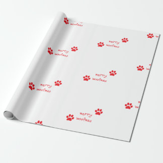 Merry Woofmas Paw Skriv ut Red Påstående Presentpapper