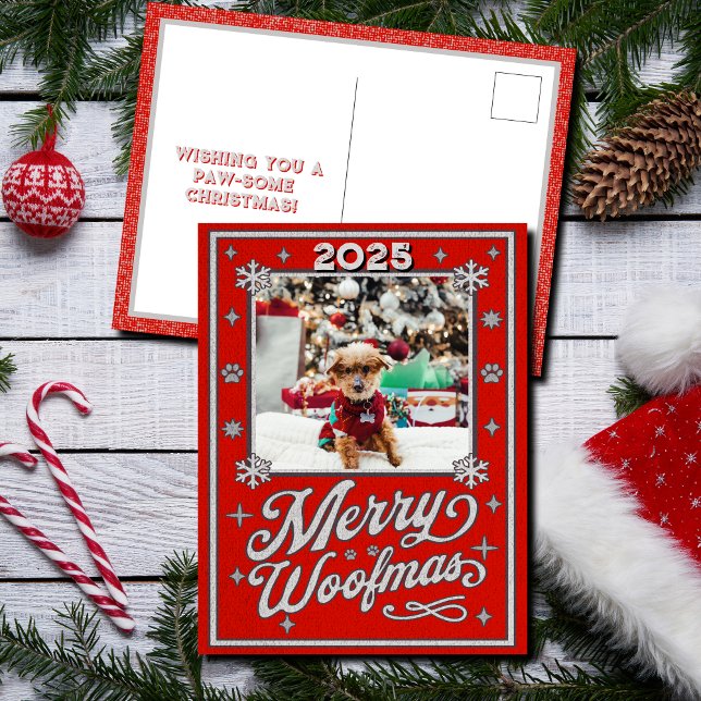 Merry Woofmas Pet Photo jul-vykort för Helgdag Helg Vykort (Skapare uppladdad)