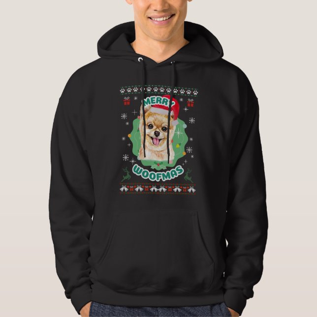 Merry Woofmas Pommanian Hoodie (Framsida)
