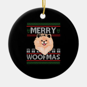 Merry Woofmas Pommern jul Hund älskare Gift Julgransprydnad Keramik