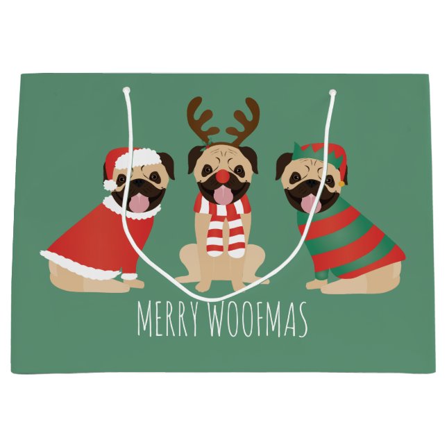 Merry Woofmas Pug Hundar (Framsidan)