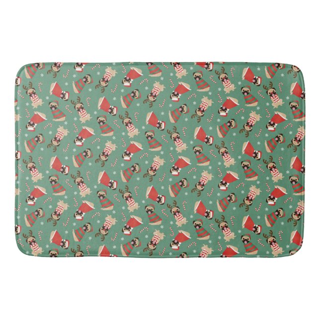 Merry Woofmas Pug Hundar Badrumsmatta (Framsidan)